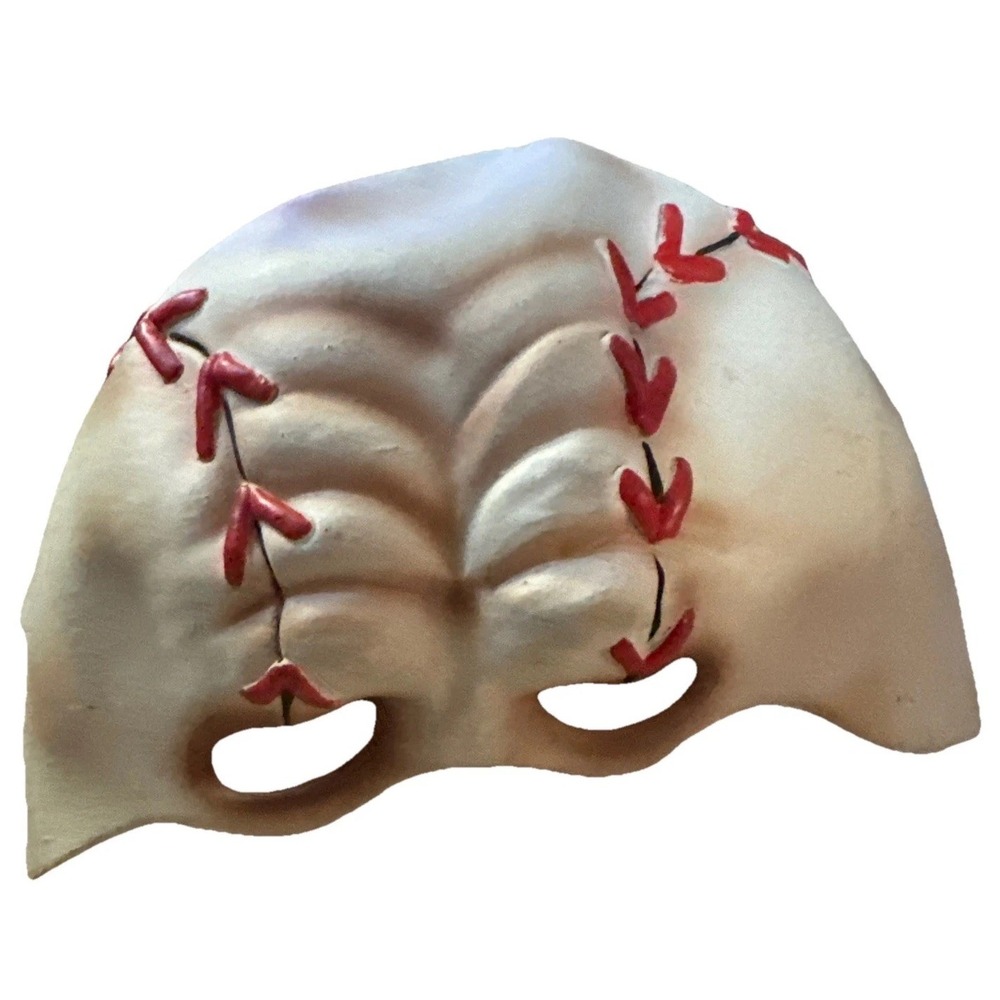 Vtg Paper Magic Group Baseball Stitch Mask Halloween Rubber Latex Adult One Size